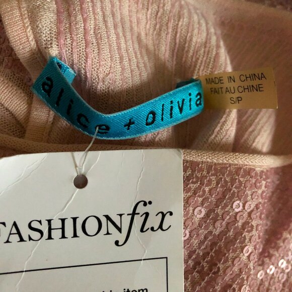 NWT Alice + Olivia y2k pale pink sequin Graham dress - Picture 7 of 7